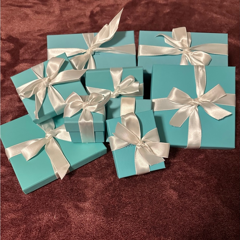Five Tiffany & Co. Signature Boxes with White Bows
